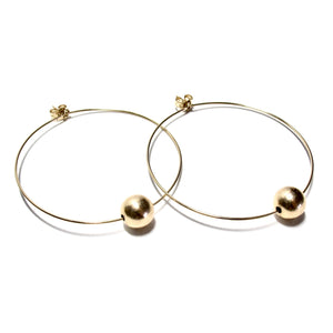 large single gold bead hoops