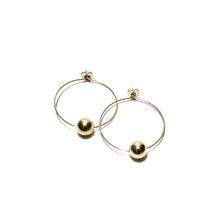 Load image into Gallery viewer, medium single gold bead hoops