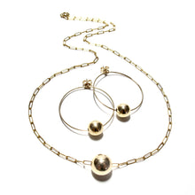 Load image into Gallery viewer, large single gold bead hoops