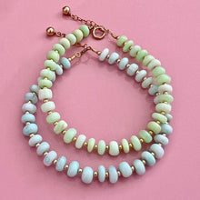 Load image into Gallery viewer, pale blue opal &amp; gold beads bracelet