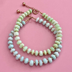 pale blue opal & gold beads bracelet