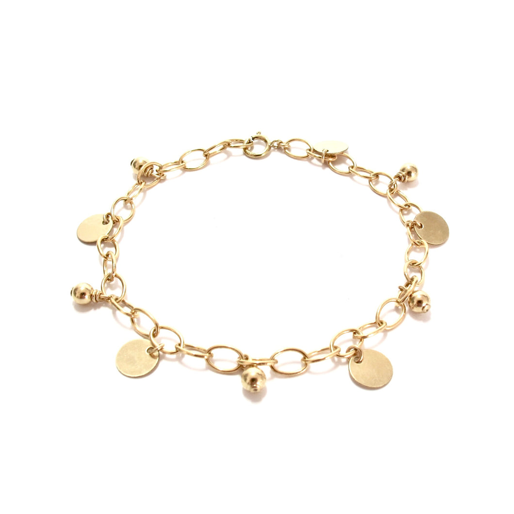 gold beads and discs bracelet