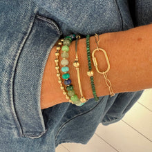 Load image into Gallery viewer, malachite &amp; gold bead bracelet