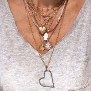 large pave diamond heart necklace
