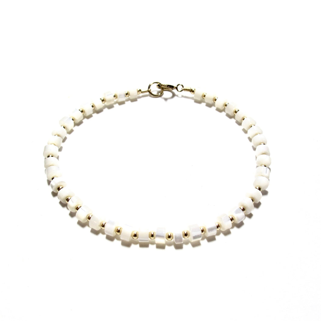 mother of pearl heishi beads bracelet