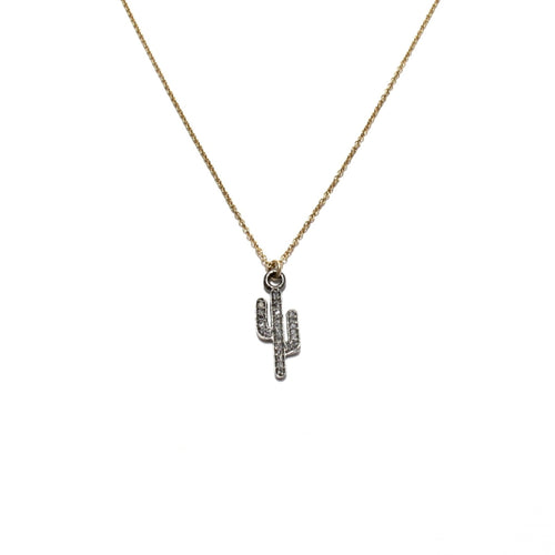 pave diamond cactus necklace