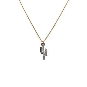 pave diamond cactus necklace