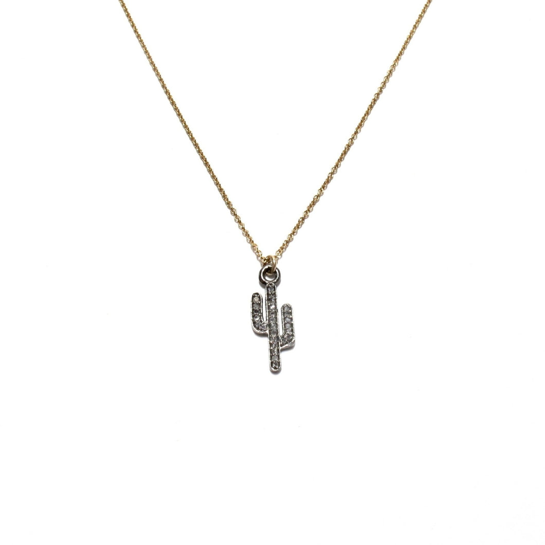 pave diamond cactus necklace