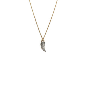 small pave diamond wing necklace