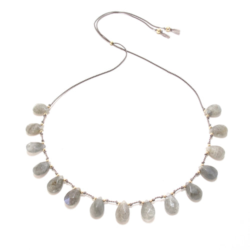 labradorite knotted silk necklace