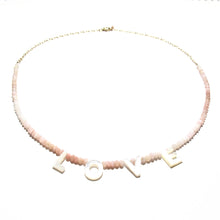 Load image into Gallery viewer, love necklace pink opals