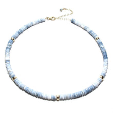 Load image into Gallery viewer, blue opal heishi beads necklace