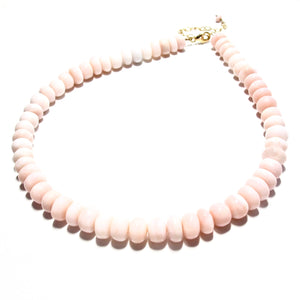 large pink opal beads necklace