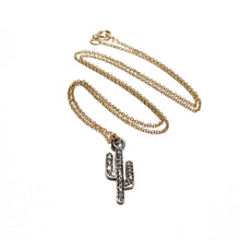 Load image into Gallery viewer, pave diamond cactus necklace