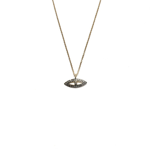 pave diamond evil eye necklace