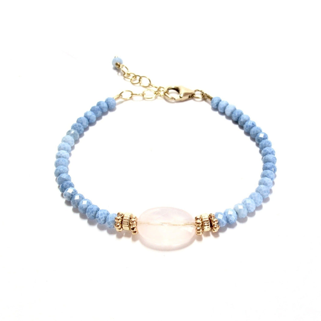 blue opal & rose quartz bracelet