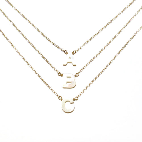 mother of pearl initial necklace
