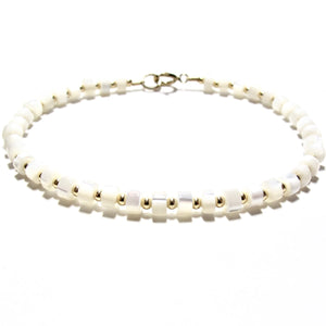 mother of pearl heishi beads bracelet