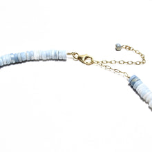 Load image into Gallery viewer, blue opal heishi beads necklace
