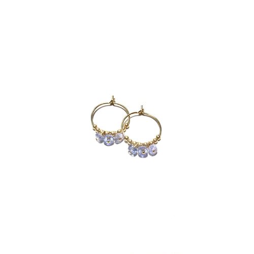 multi tanzanite small hoops