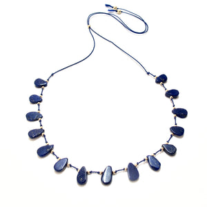 lapis lazuli knotted silk necklace