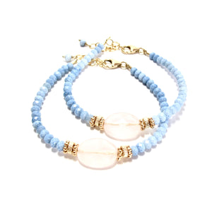 blue opal & rose quartz bracelet
