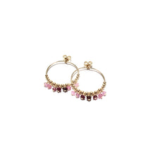 Load image into Gallery viewer, multi shaded ruby midi hoop earrings
