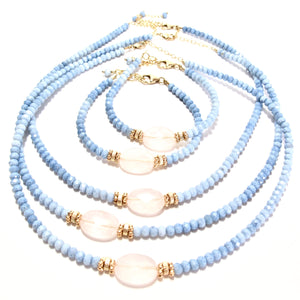blue opal & rose quartz bracelet