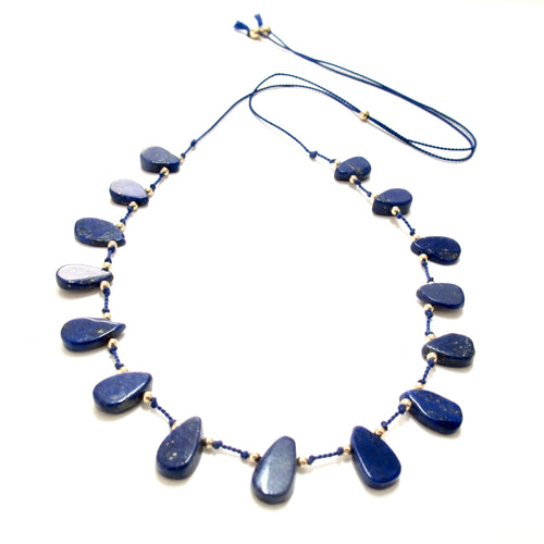 lapis lazuli knotted silk necklace