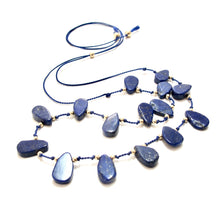 Load image into Gallery viewer, lapis lazuli knotted silk necklace