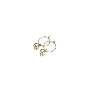 gold peace small hoop earrings