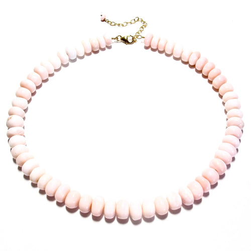 large pink opal beads necklace