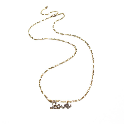 pave diamond small love necklace