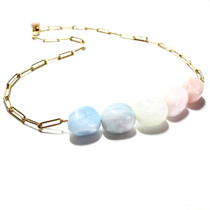 morganite pastel pebbles necklace