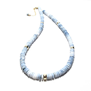 blue opal heishi beads necklace