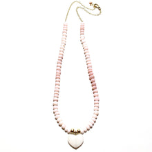 Load image into Gallery viewer, pink opals &amp; white agate heart necklace