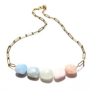 morganite pastel pebbles necklace