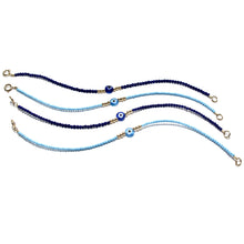 Load image into Gallery viewer, lapis lazuli tiny beads evil eye bracelet