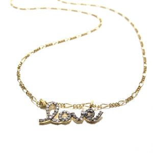 pave diamond small love necklace