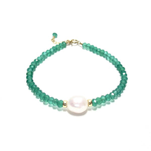 baroque pearl & green onyx bracelet