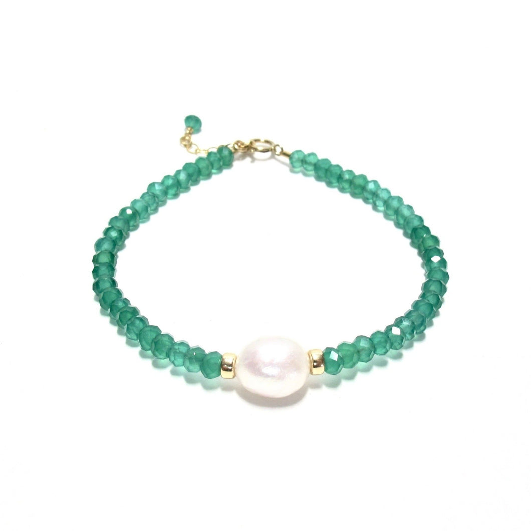 baroque pearl & green onyx bracelet