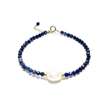 Load image into Gallery viewer, baroque pearl &amp; lapis lazuli bracelet