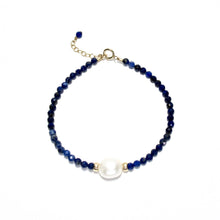 Load image into Gallery viewer, baroque pearl &amp; lapis lazuli bracelet