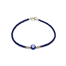 Load image into Gallery viewer, lapis lazuli tiny beads evil eye bracelet