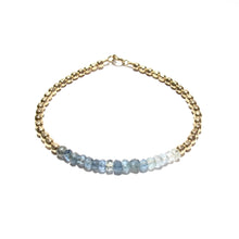 Load image into Gallery viewer, moss aquamarine line and medium faceted beads bracelet