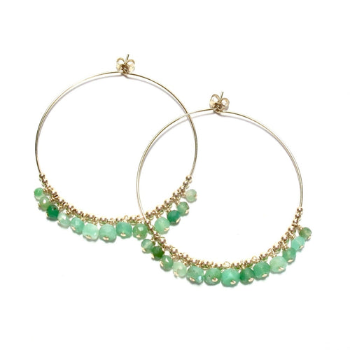 multi chrysoprase large hoop earrings