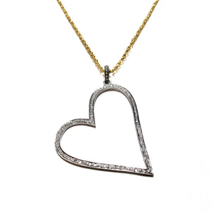large pave diamond heart necklace