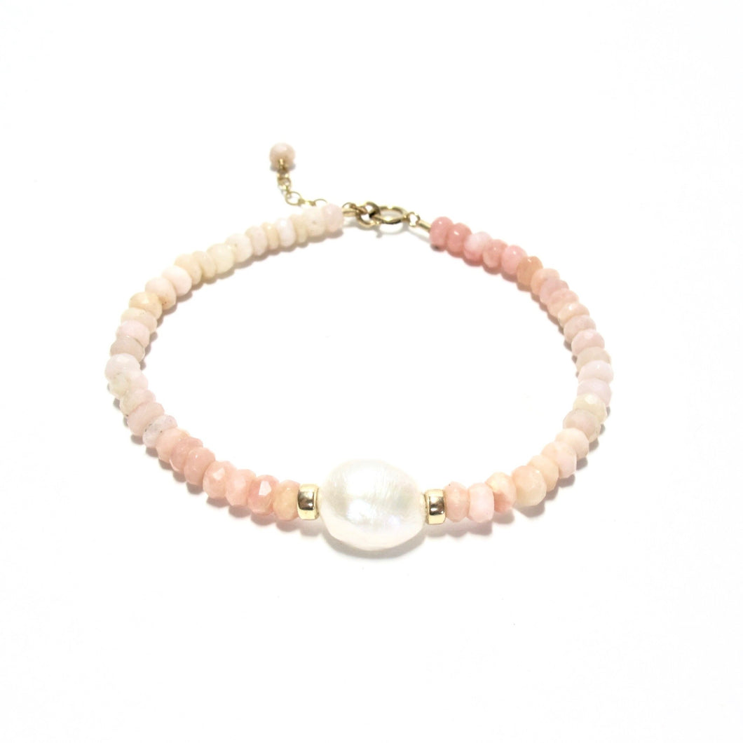 baroque pearl & pink opal bracelet