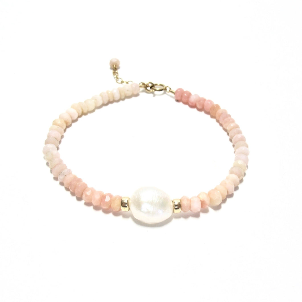 baroque pearl & pink opal bracelet