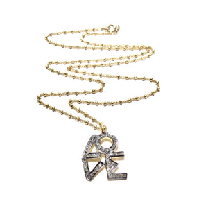 pave diamond large LOVE necklace